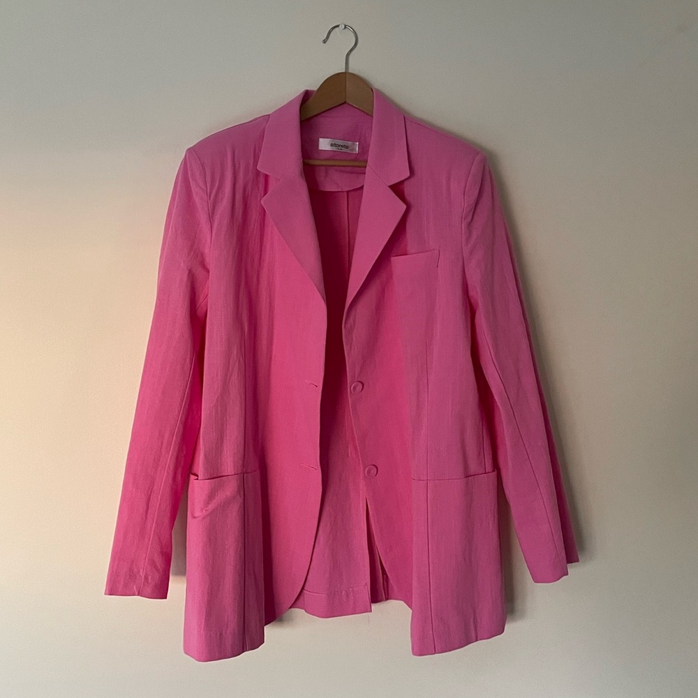 💘Storets 100% cotton Brianna Oversized Handkerchief Blazer in pink